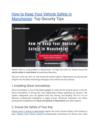 how to keep your vehicle safety in manchester