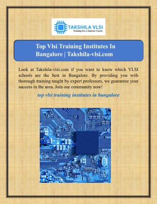 Top Vlsi Training Institutes In Bangalore | Takshila-vlsi.com