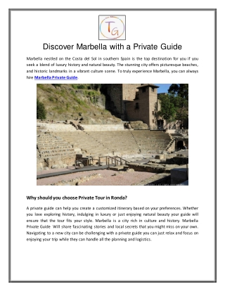 Discover Marbella with a Private Guide