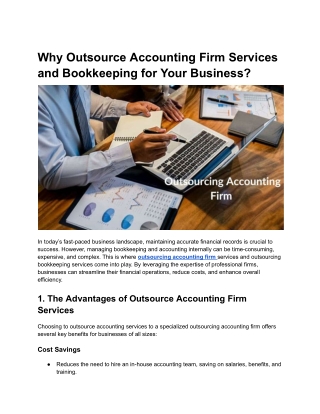 Why Outsource Accounting Firm Services and Bookkeeping for Your Business?