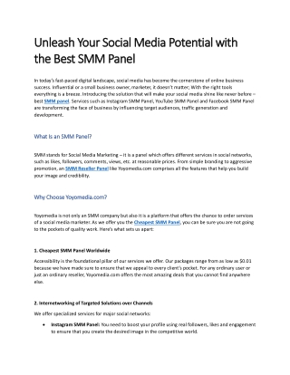 Unleash Your Social Media Potential with the Best SMM Panel