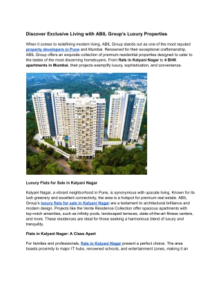 Discover Exclusive Living with ABIL Group’s Luxury Properties