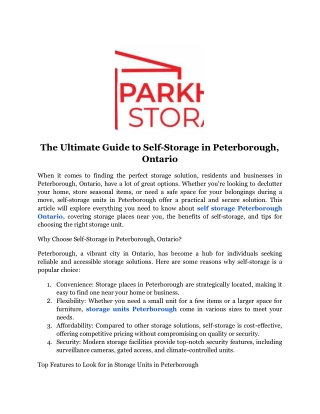 the ultimate guide to self storage