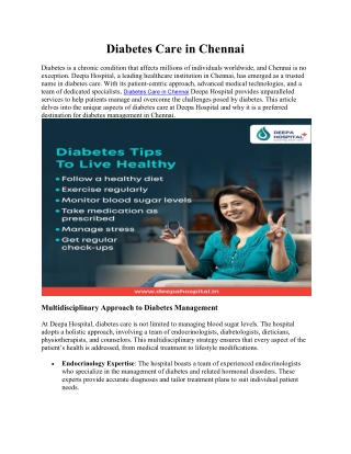 Diabetes Care in Chennai