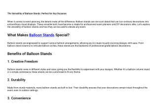 the versatility of balloon stands perfect