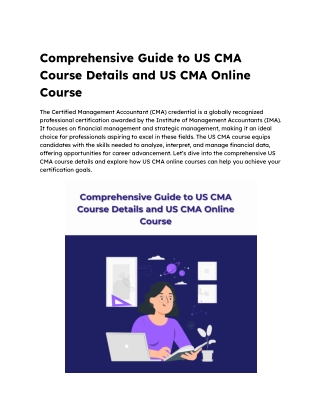 Comprehensive Guide to US CMA Course Details and US CMA Online Course