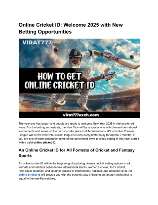 Online Cricket ID: Explore Exciting New Betting Opportunities