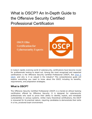 what is oscp an in depth guide to the offensive
