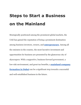 Steps to Start a Business on the Mainland