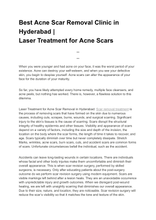 Acne scar Treatment in Hyderabad | Neoskin Clinic