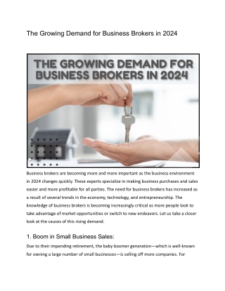 The Growing Demand for Business Brokers in 2024