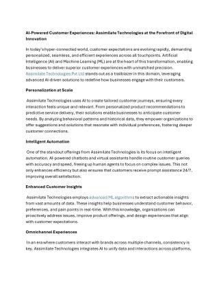 AI-Powered Customer Experiences - Assimilate Technologies at the Forefront of Digital Innovation