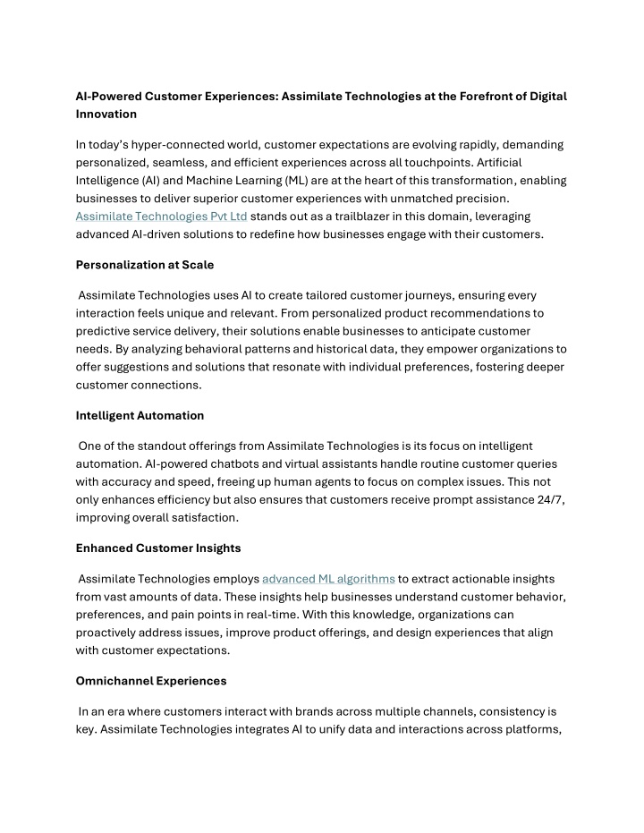 ai powered customer experiences assimilate