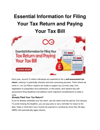 Essential Information for Filing Your Tax Return and Paying Your Tax Bill