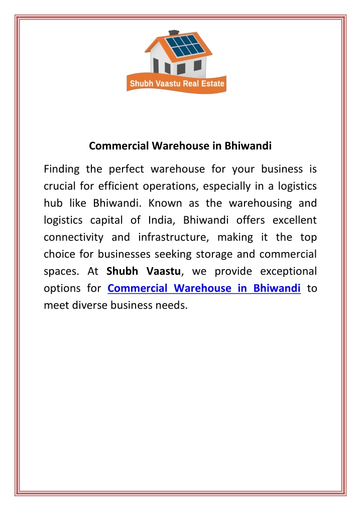 commercial warehouse in bhiwandi