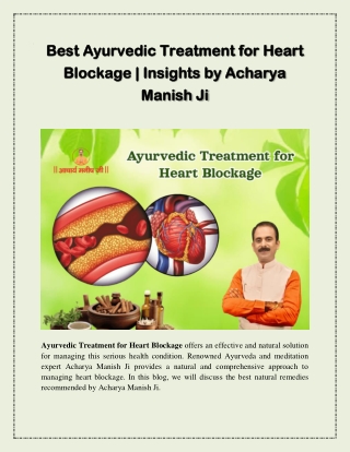 Best Ayurvedic Treatment for Heart Blockage | Insights by Acharya Manish Ji