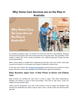 Why Home Care Services Are on the Rise in Australia