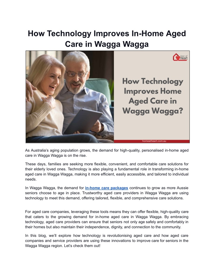 how technology improves in home aged care