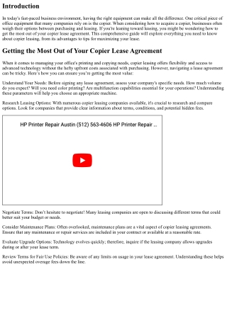 Getting the Most Out of Your Copier Lease Agreement
