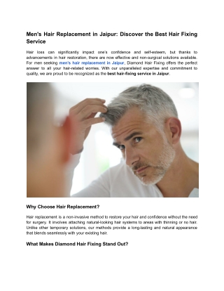 Men's Hair Replacement in Jaipur