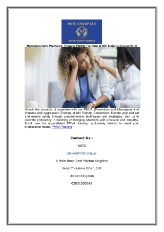 Mastering Safe Practices: Premier PMVA Training at NN Training Consortium