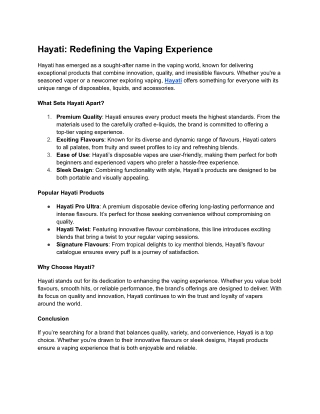 hayati redefining the vaping experience