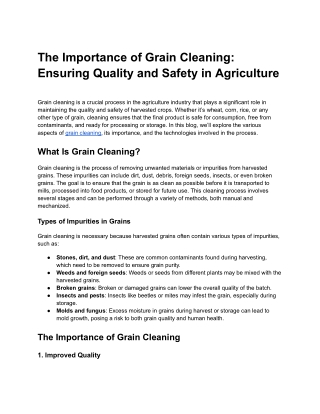 The Importance of Grain Cleaning_ Ensuring Quality and Safety in Agriculture