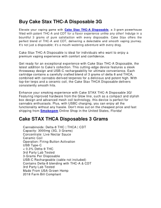 Buy Cake Stax THC-A Disposable 3G