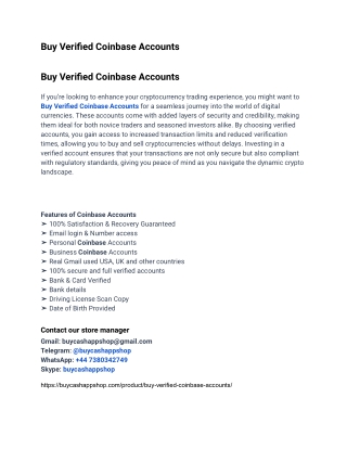Rapid Service Site To Buy Verified Coinbase Accounts