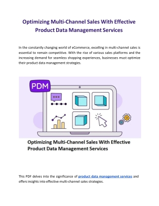 Optimizing Multi-Channel Sales With Effective Product Data Management Services