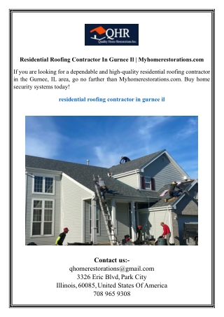 Residential Roofing Contractor In Gurnee Il  Myhomerestorations