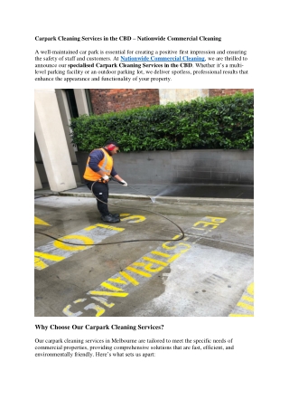 Carpark Cleaning Services in the CBD – Nationwide Commercial Cleaning