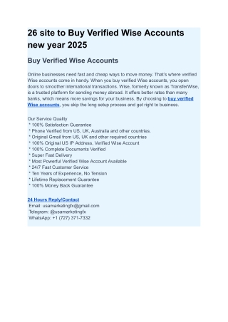 26 site to buy verified wise accounts new year