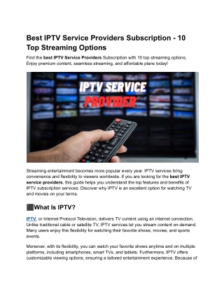 best iptv service providers subscription
