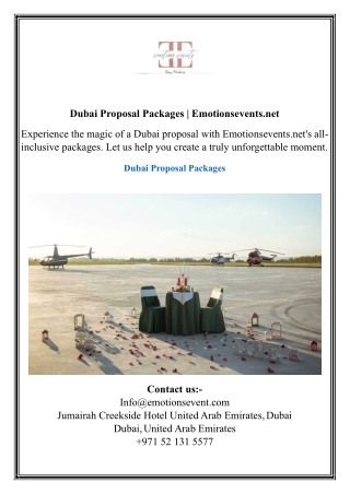 Dubai Proposal Packages  Emotionsevents.net