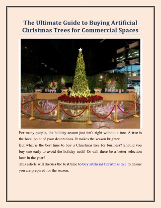 The Ultimate Guide to Buying Artificial Christmas Trees for Commercial Spaces