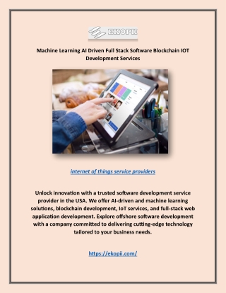 Machine Learning AI Driven Full Stack Software Blockchain IOT Development Services