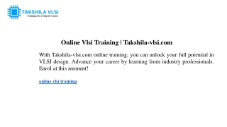 online vlsi training takshila vlsi com