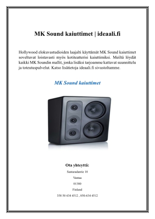 MK Sound kaiuttimet  ideaali.fi