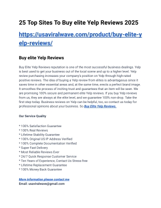 25 Top Sites To Buy elite Yelp Reviews 2025