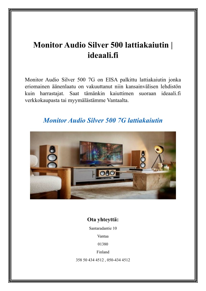 monitor audio silver 500 lattiakaiutin ideaali fi