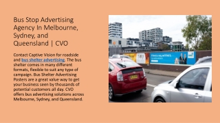 Bus Stop Advertising Agency In Melbourne, Sydney, and Queensland  CVO