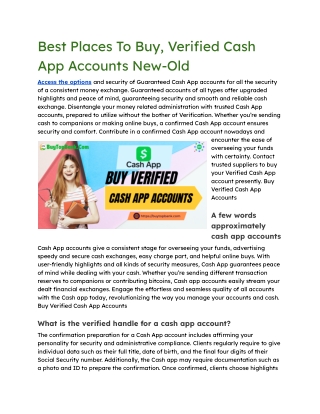 Best Places To Buy, Verified Cash App Accounts New-Old