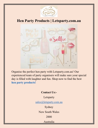 Hen Party Products  Letsparty.com