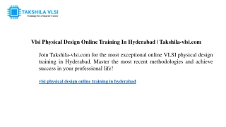 vlsi physical design online training in hyderabad
