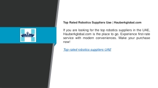 Top Rated Robotics Suppliers Uae Hauberkglobal.com
