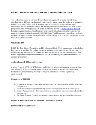 UNDERSTANDING ANDHRA PRADESH RERA A COMPREHENSIVE GUIDE