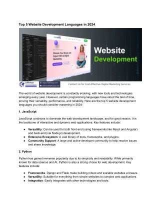 Top 5 Website Development Languages in 2024