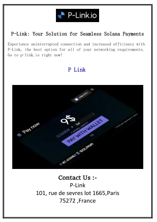P-Link Your Solution for Seamless Solana Payments