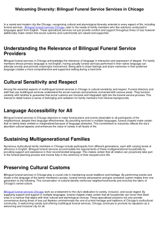 Embracing Diversity: Bilingual Funeral Service Solutions in Chicago